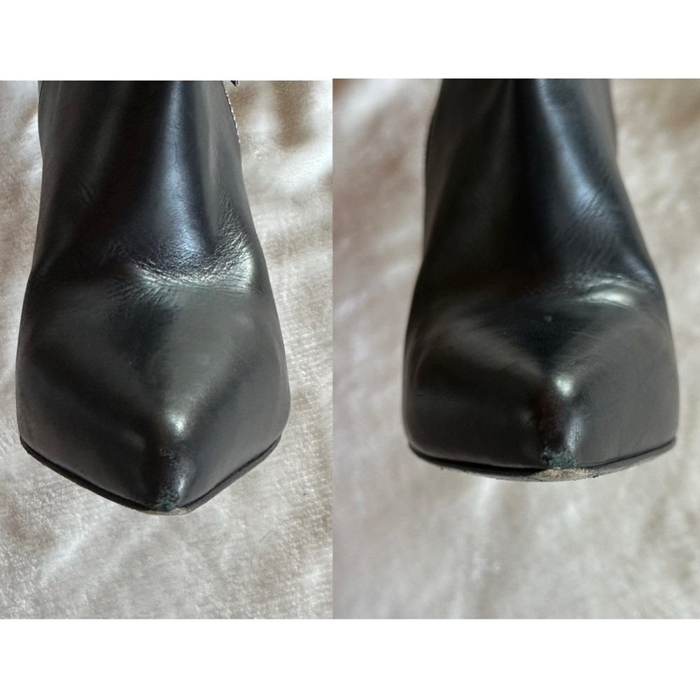 YSL Saint Laurent Black Studded Heeled Boots Size 39 European 4.75 inch Luxury - Picture 17 of 17